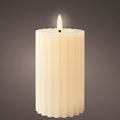 Cream Battery Operated Warm White LED Indoor Textured Candle - 7.5x15cm