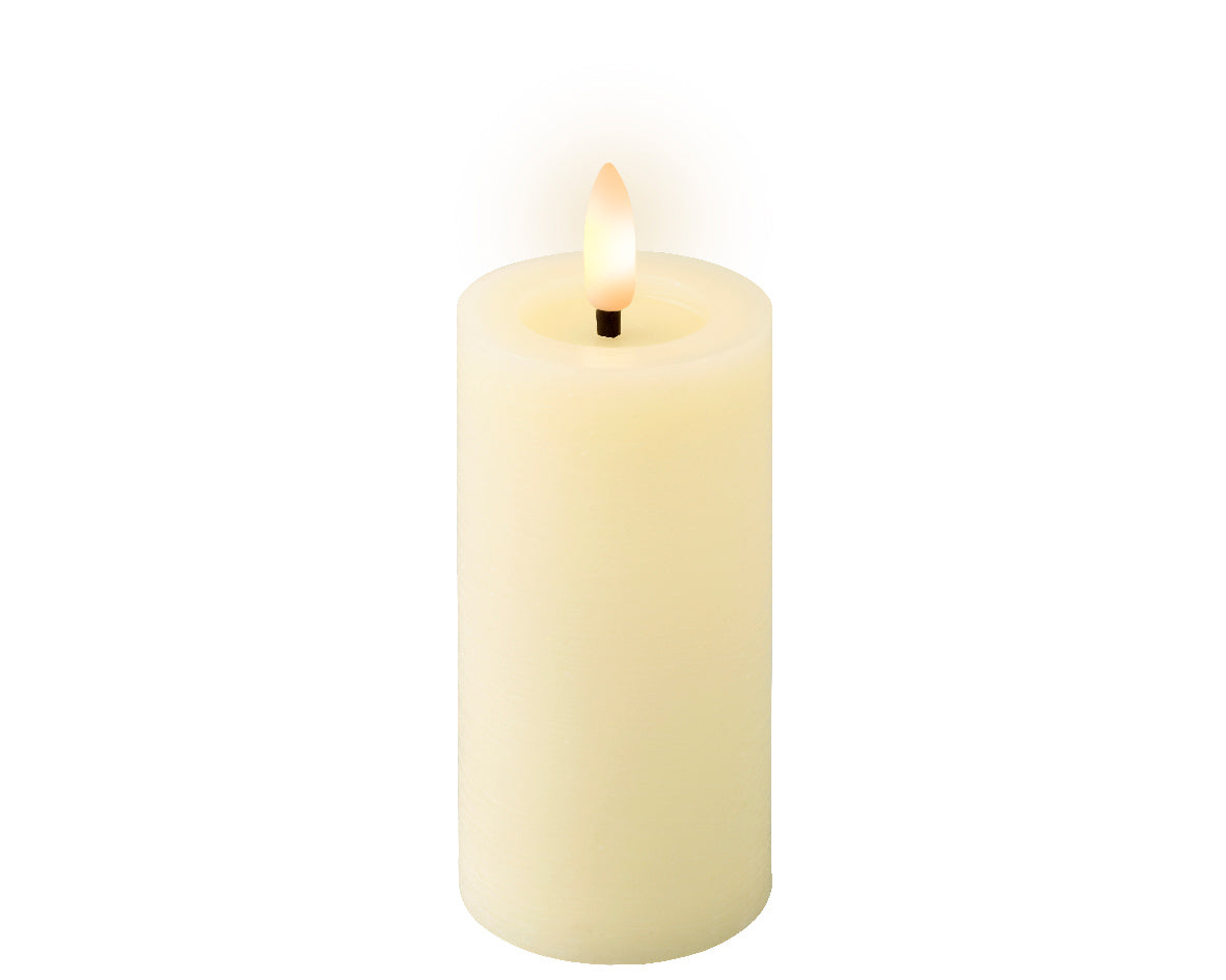 Cream Battery Operated Warm White LED Indoor Candle - 5x12.5cm