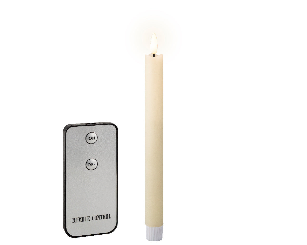 LED Set of 4 Cream Wax Dinner Candles with Flame Effect