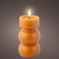 Orange Battery Operated Warm White LED Indoor Vase Candle - 7x15cm