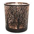 Black Antique Hurricane Tea Light Holder with Trees