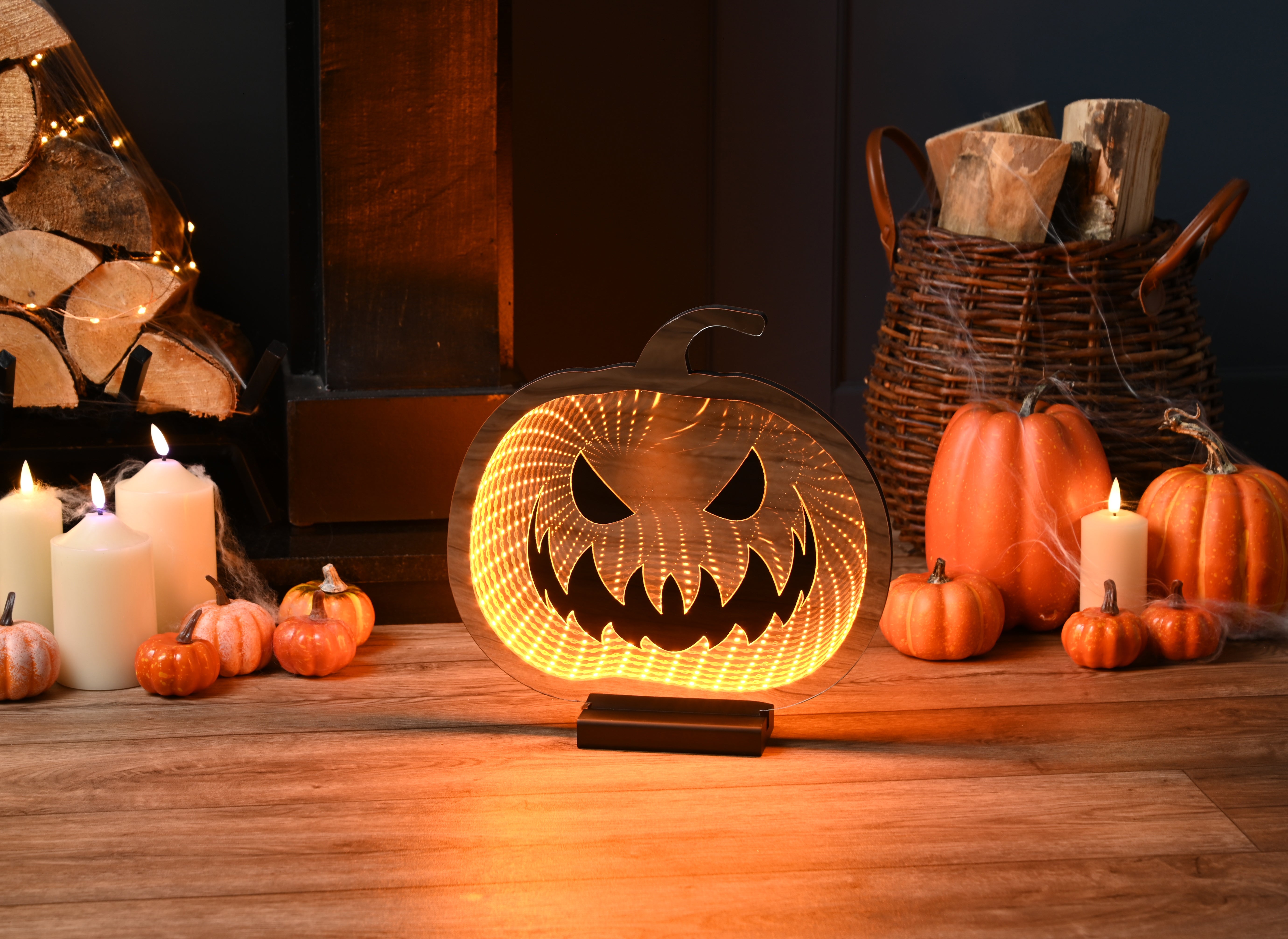 Festive Halloween Infinity Mirror Pumpkin - 30cm