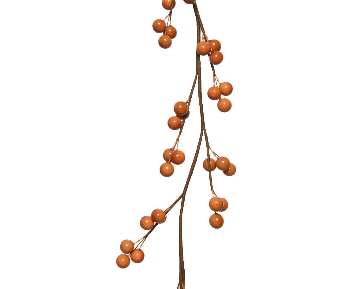 Shiny Amber Orange Berry Christmas Garland 150cm
