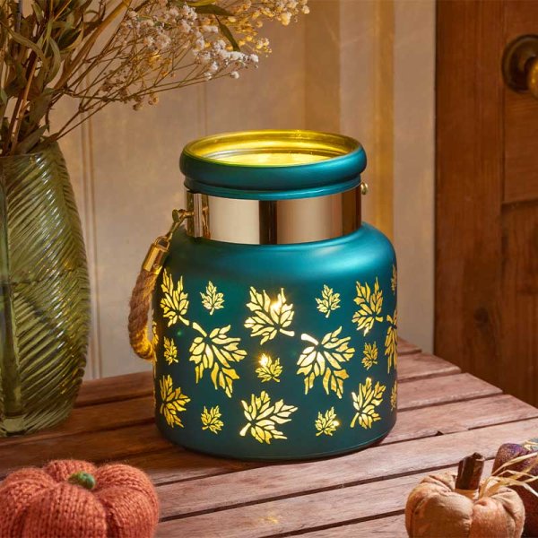 Wonderland - Autumn Leaves Glass Lantern - 20cm
