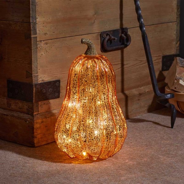 Autumn Glass InLit Golden Squash Pumpkin
