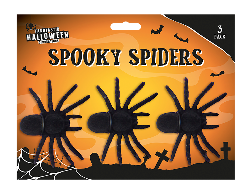 Halloween Spooky Spiders Decorations - Pack of 3