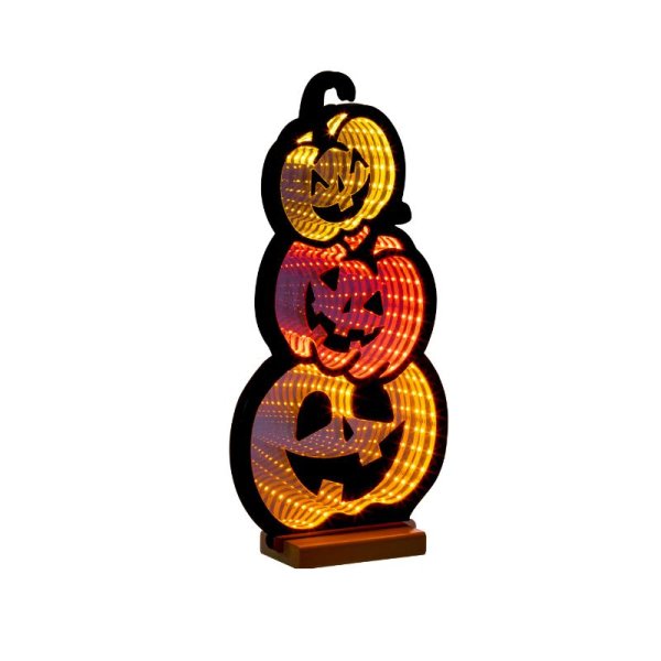 Lit Trio of Pumpkins Infinity Mirror 40cm