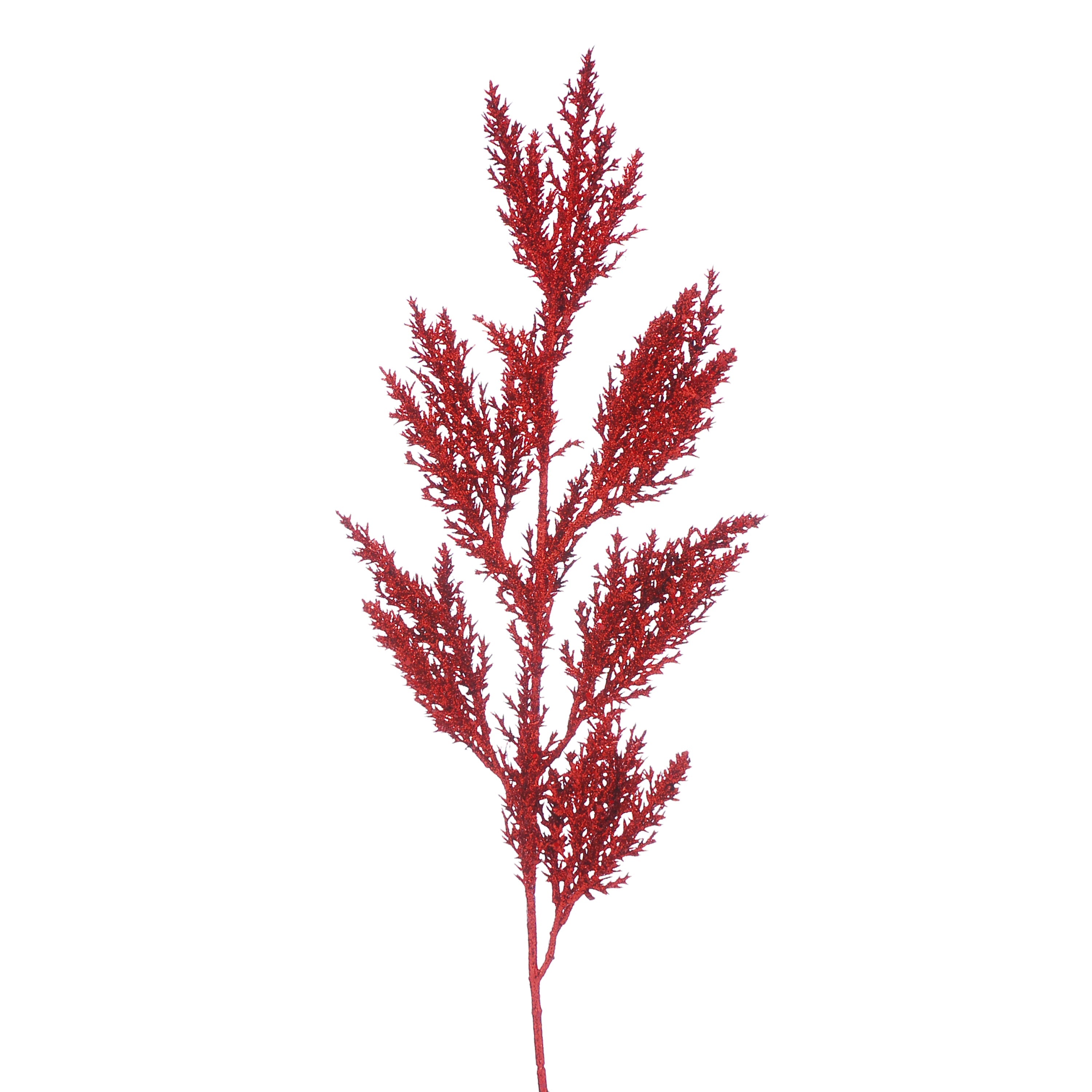 Red Glitter Fern Stem - 83cm