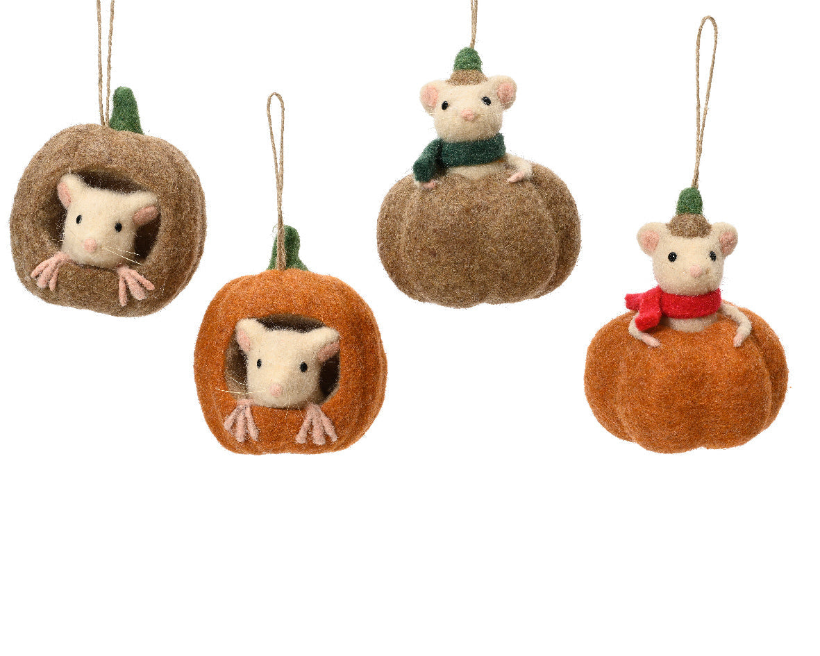 Individual Felt Orange Pumpkin Hanging Decoration