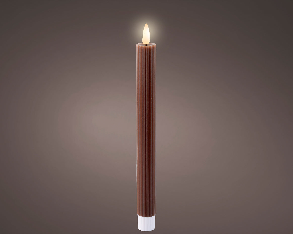 Box of 2 Dark Brown Battery Operated Warm White LED Indoor Dinner Candle - 2x25cm