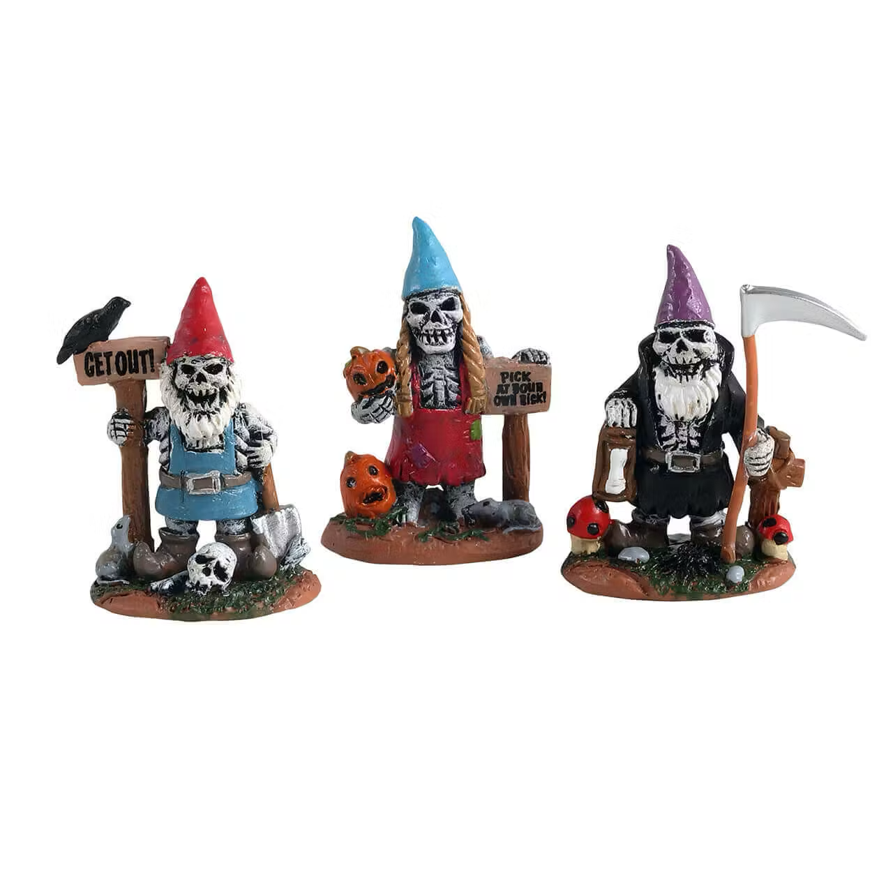 Lemax Spooky Town - Skeleton Garden Gnomes Halloween Village Figurines