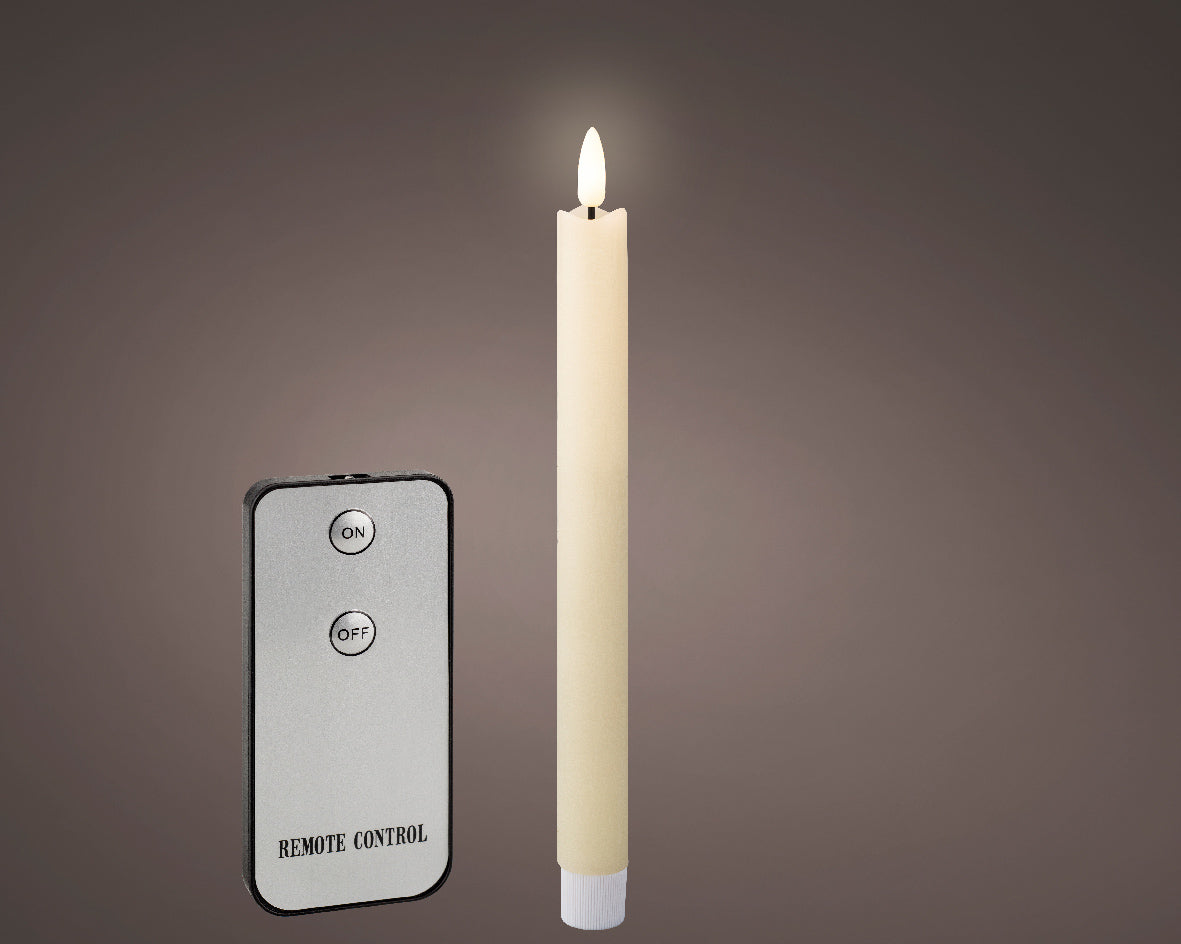 LED Set of 4 Cream Wax Dinner Candles with Flame Effect