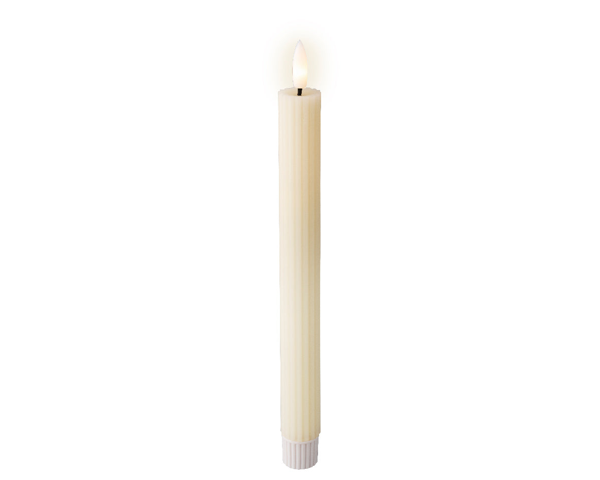Battery Operated LED Cream Wax Wick Dinner Candle - Box of 2