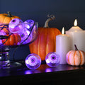 String of 10 Battery Operated Purple Halloween Eyeball Lights