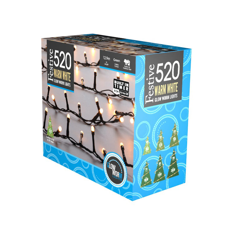 Festive Glow-Worm Warm White 520 LED Lights