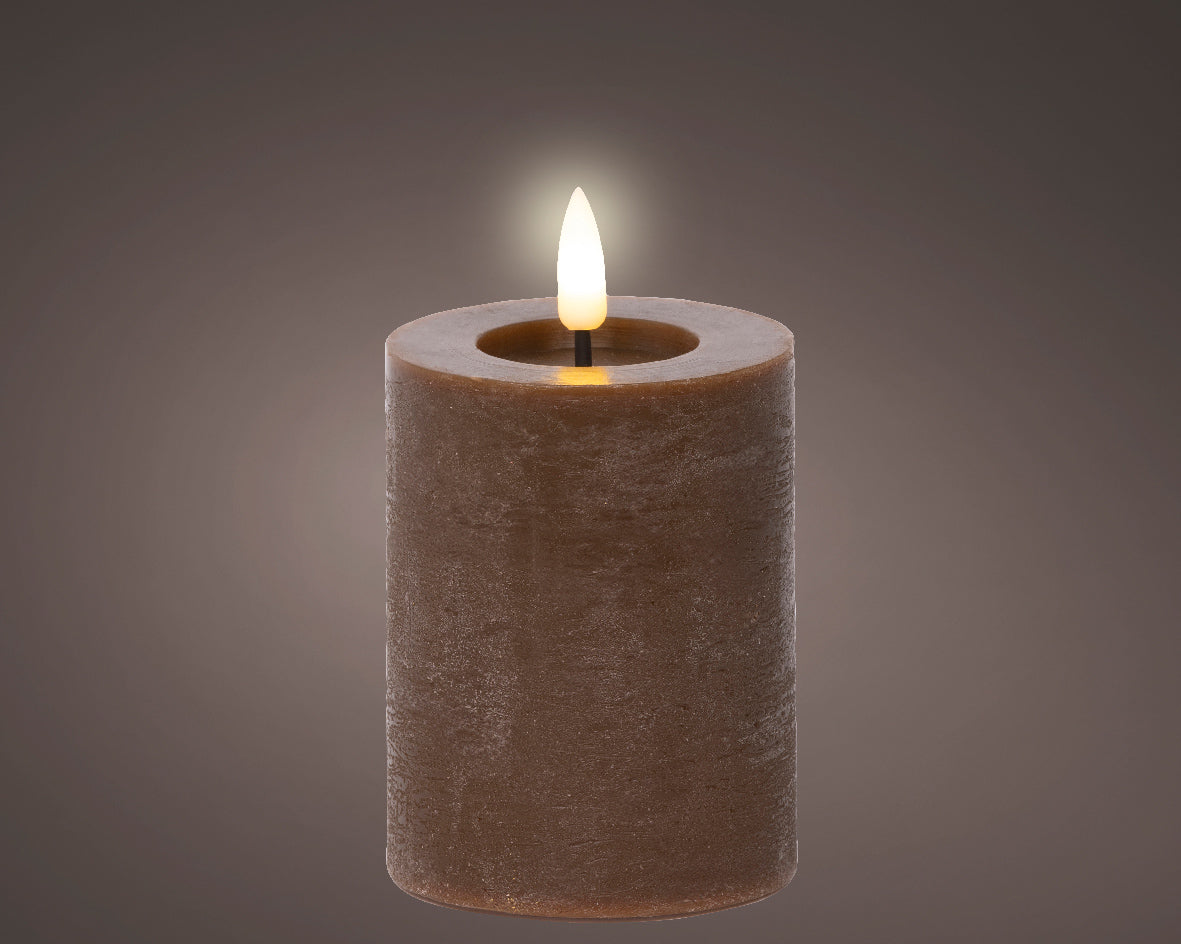 LED Dark Brown Wax Candle with Flame Effect