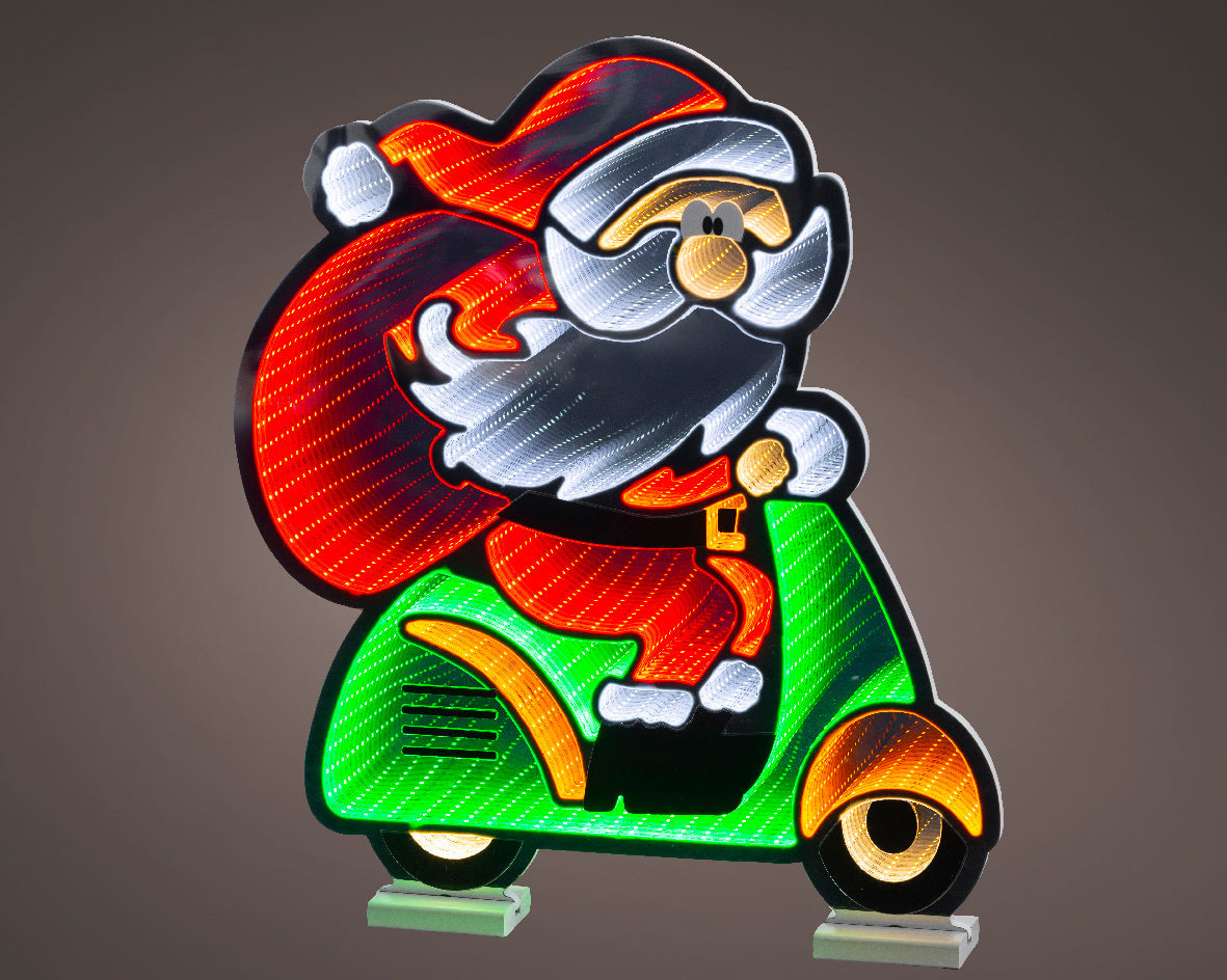 Standing Santa on Scooter Infinity Mirror Light - 59cm