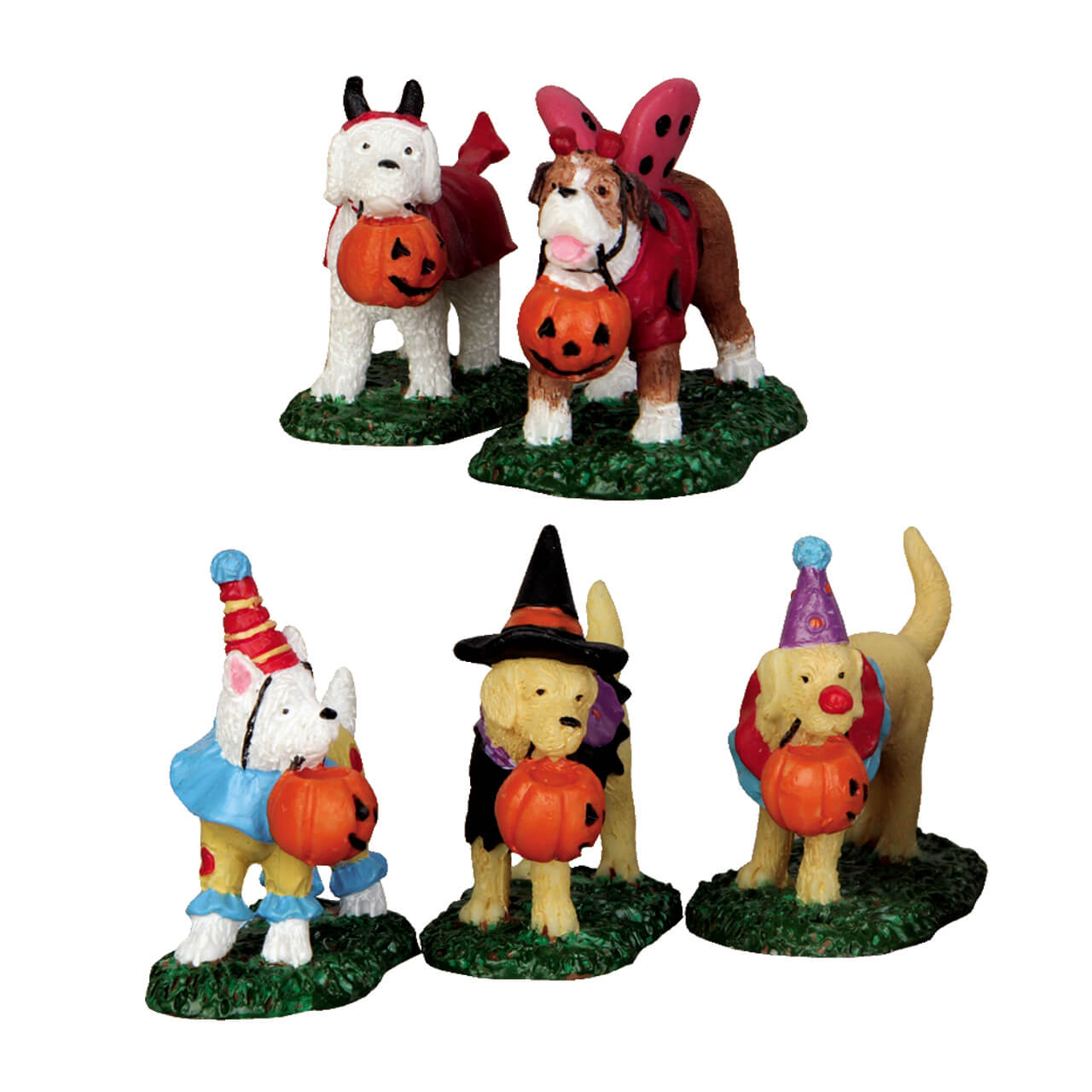 Lemax Spooky Town - Trick Or Treating Dogs Figurines - Set of 5