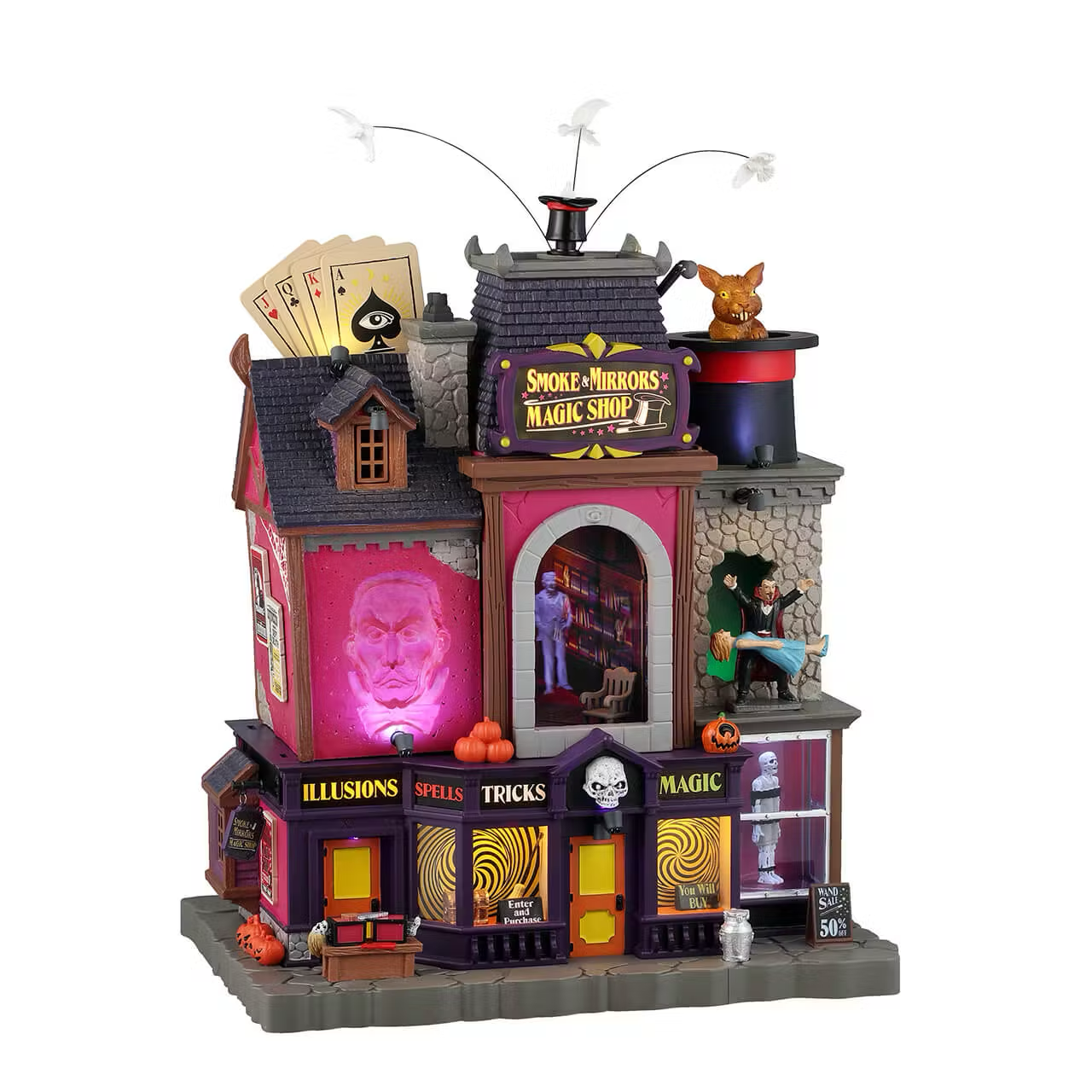 NEW Lemax Spooky Town - Smoke & Mirrors Magic Shop with Lights, Sound & Motion