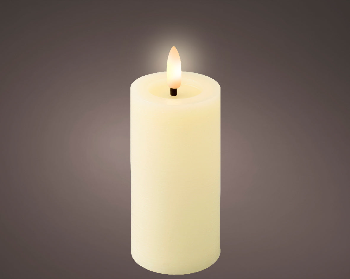 Cream Battery Operated Warm White LED Indoor Candle - 5x12.5cm