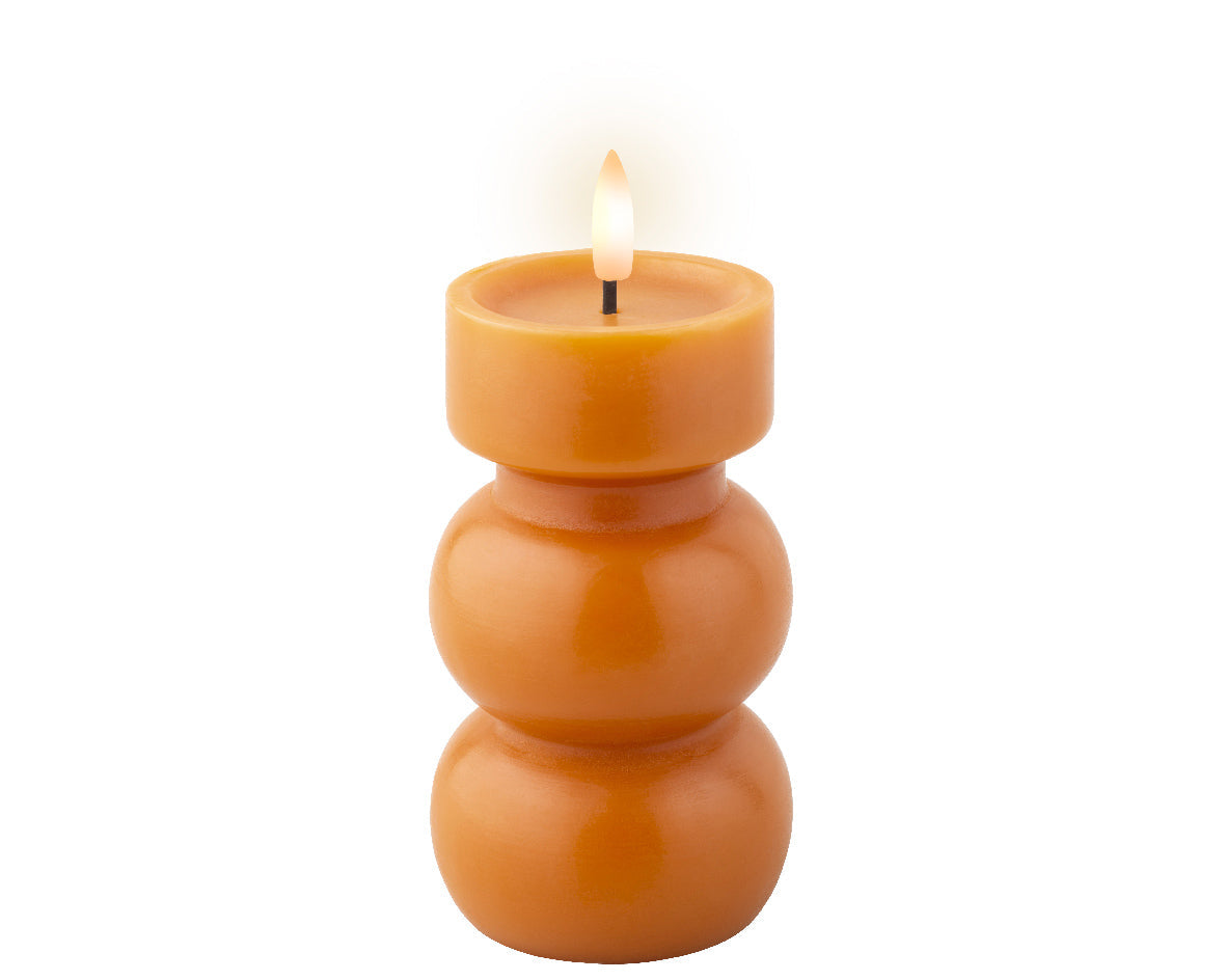 Orange Battery Operated Warm White LED Indoor Vase Candle - 7x15cm