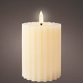 Cream Battery Operated Warm White LED Indoor Textured Candle - 7.5x12cm