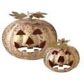 Giant Metal Gold Cut Out Pumpkin Jack-O-Lanterns - Set of 2