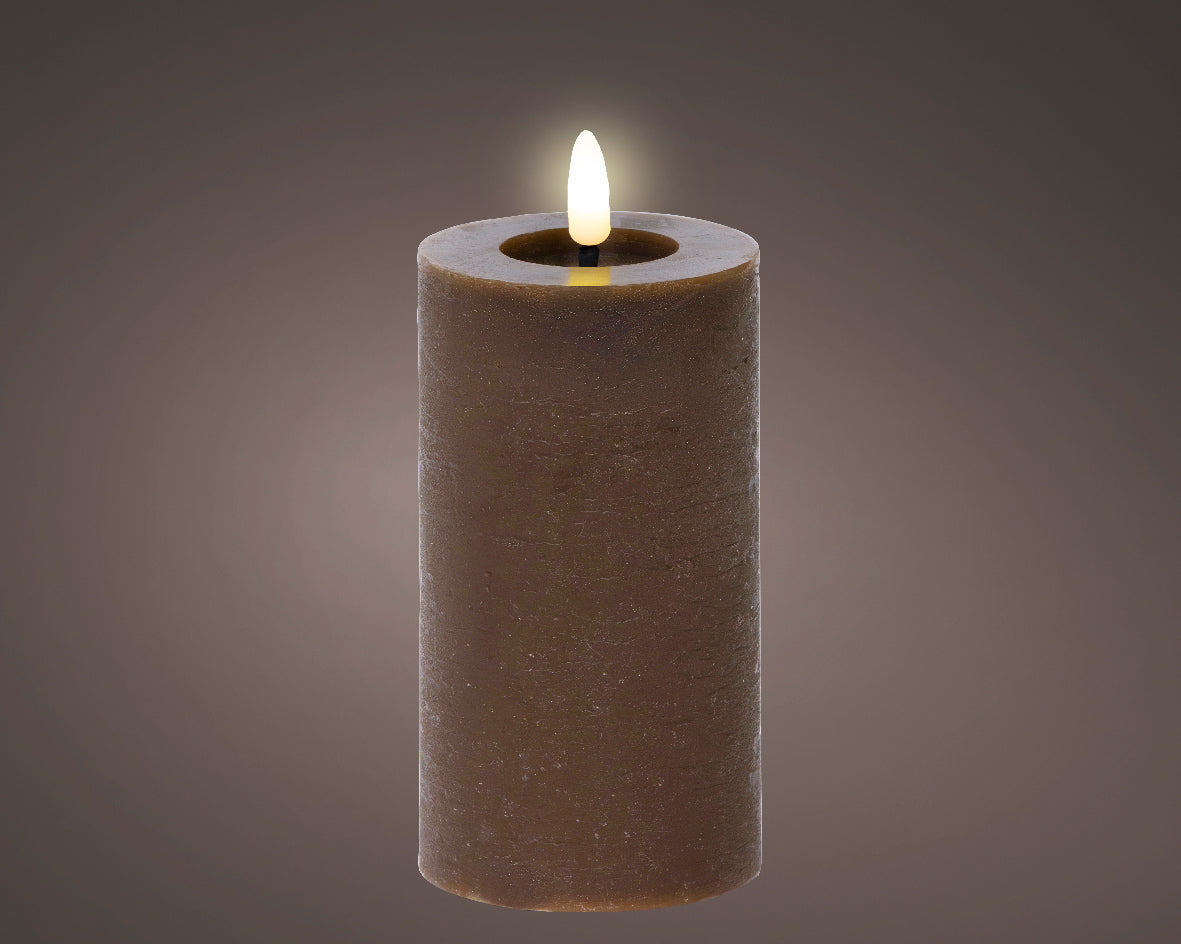 LED Dark Brown Wax Candle with Flame Effect