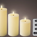 LED Set of 3 Cream Wax Candles with Flame Effect
