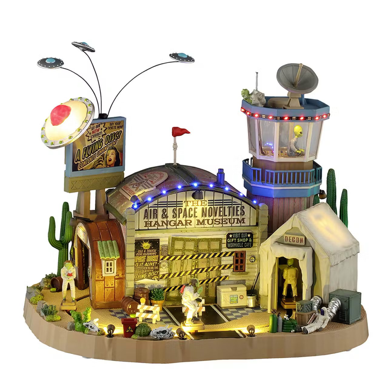 NEW Lemax Spooky Town - The Air & Space Novelties Hangar Museum with Lights, Sound & Motion