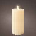 Cream Battery Operated Warm White LED Indoor Textured Candle - 7.5x17.5cm