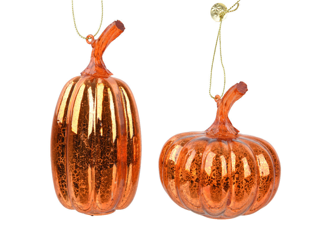 Autumn Orange Glass Pumpkin Hanging Bauble Decoration