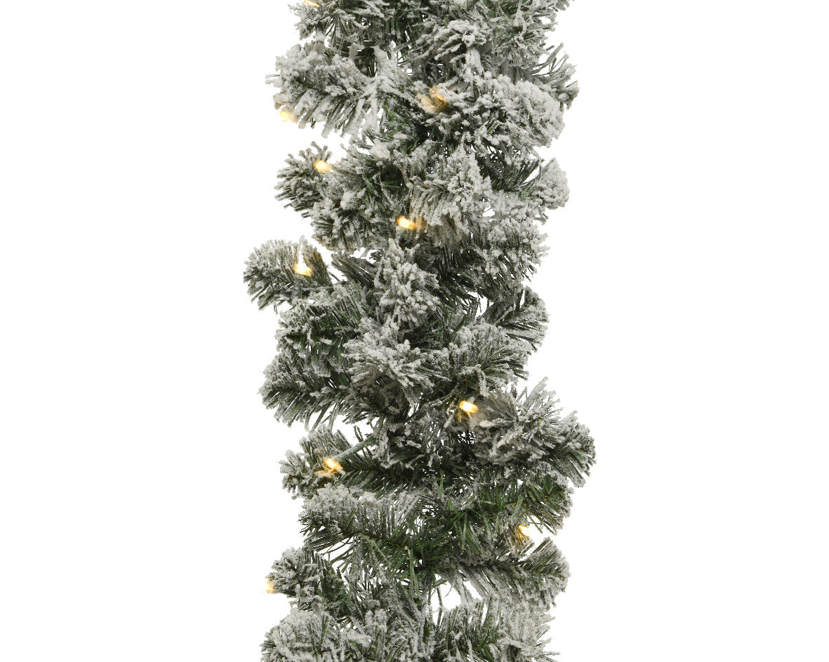 Snowy Imperial Pre-Lit Christmas Garland with Lights - 25(D) x 270cm