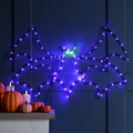 Halloween Purple Flying Bat Metal Frame Wall Decoration with 102 LEDs 60cm
