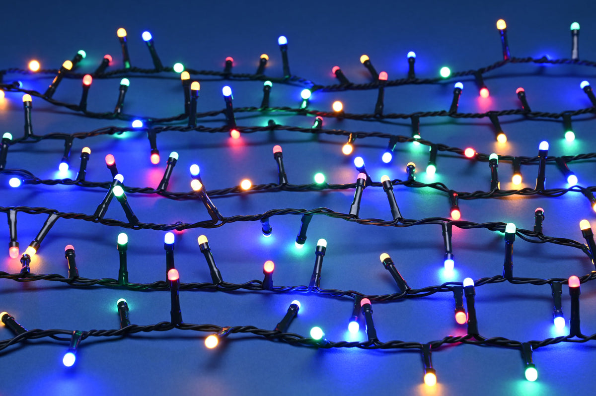 Festive Glow-Worm Lights Multicolour Set of 500 LEDs