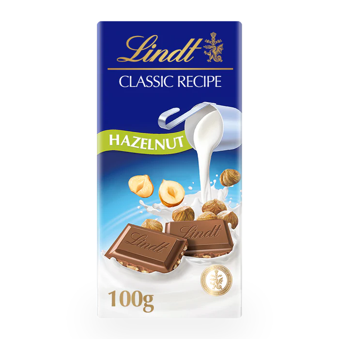 Lindt Classic Hazelnut Bar of Chocolate - 100g